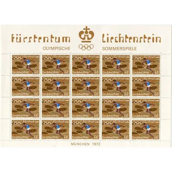 Poštovní známka (1972) MiNr. 559 ** - Lichtenštejnsko - tiskový list - Letní olympijské hry v Mnichově