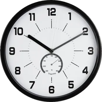 Hodiny hodiny nástěnné 30cm s teploměrem, černé