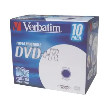 Optické médium DVD+R Verbatim 16x/4,7GB/jewel case printable 10ks