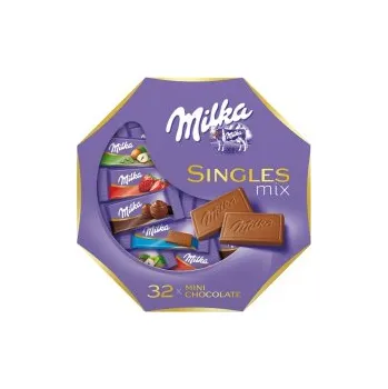Čokoláda Milka Singles mix, 32ks čokolád 4,7g
