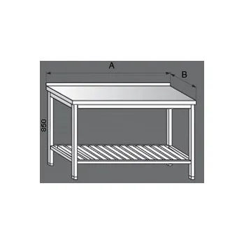 Dílenský stůl Nerezový pracovní stůl s roštovou policí