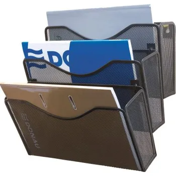 nástěnný stojan na katalogy drátěný černý 3dílný