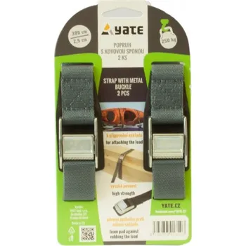 Upínací popruh Yate s kovovou sponou 2 ks 2,5 x 300 cm