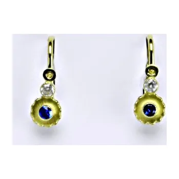 Náušnice Dětské zlaté náušnice ,žluté zlato , zirkony spinel a čirý - 1286 poslední pár (Zlaté dětské náušnice)