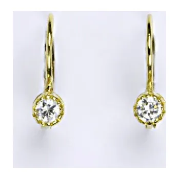 Náušnice Zlaté náušnice , žluté i bílé zlato , čirý zirkon - VE 141 (zirkon 3,50 mm)