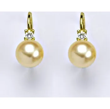 Náušnice Zlaté náušnice s přírodní lososovou perlou, žluté i bílé zlato zlato, NK 1207