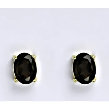 Drahý kámen Zlaté náušnice,přírodní záhněda, žluté zlato 14 ct, váha 1,74 g,NŠ 1246