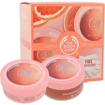 Kosmetická sada The Body Shop Pink Grapefruit Tělové máslo 200 ml + tělový peeling 200 ml + rukavice