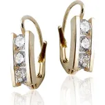 Zlaté náušnice se zirkony , žluté zlato - VE 12