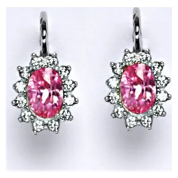 Náušnice Zlaté náušnice Kate, růžový zirkon, čiré zirkony, bílé i žluté zlato, NK 1480