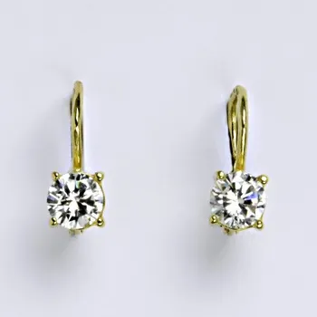 Náušnice Zlaté náušnice,čirý zirkon, žluté zlato - NK 1251 (zirkon 5 mm)
