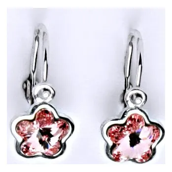 Náušnice 1 NK 1297 Dětské náušnice bílé zlato, krystal Swarovski light rose