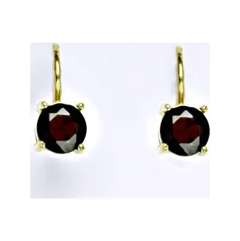 Drahý kámen Zlaté náušnice, přírodní granát, žluté zlato - NK 1250