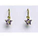 Dětské náušničky zlaté se syntetickými ametysty, žluté zlato, NK 1391