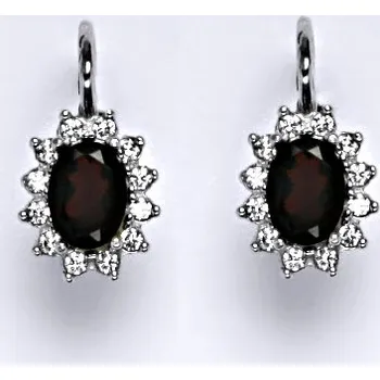 Drahý kámen Zlaté náušnice Kate, přírodní granát, bílé i žluté zlato, NK 1480