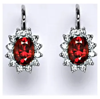 Náušnice Zlaté náušnice Kate, oranžový zirkon, čiré zirkony, bílé i žluté zlato, NK 1480