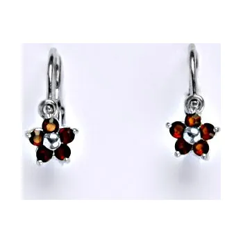 Náušnice Dětské náušničky zlaté s granát, bílé zlato, NK 1391