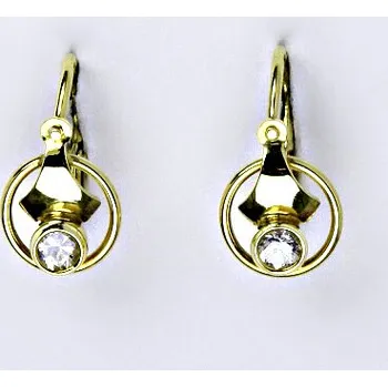 Náušnice Dětské zlaté náušnice, dětské náušničky, kolečko, náušnice ze zlata, žluté zlato, syntetický zirkon, váha 1,55 g