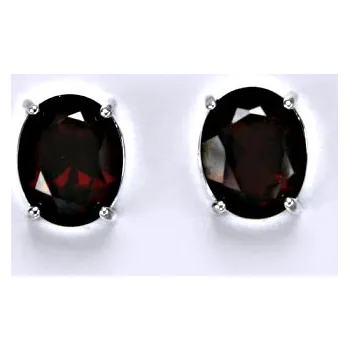 Drahý kámen Zlaté náušnice, bílé i žluté zlato, přírodní granát, NŠ 1242