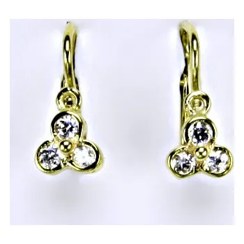 Náušnice Dětské náušnice žluté zlato , čiré zirkony - VE198