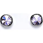 Zlaté náušnice na šroubek se Swarovski krystalem violet, bílé zlato, NŠ 1336