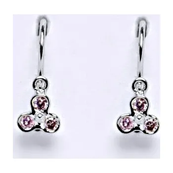 Náušnice Dětské náušnice z bílého zlata 585/1000 V E198 pink