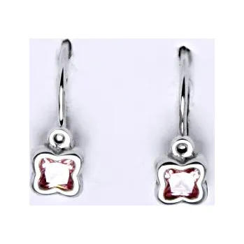 Náušnice Dětské náušnice z bílého zlata 585/1000 VE 176 pink