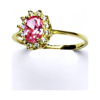 Prsten Zlatý prsten Kate, žluté i bílé zlato, růžový zirkon, čiré zirkony - T 1480