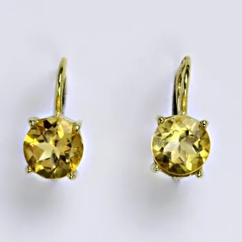 Náušnice Zlaté náušnice,přírodní citrín pálený, žluté i bílé zlato - NK 1252 (citrín 7 mm)