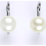 Zlaté náušnice s bílou přírodní perlou , bílé i žluté zlato - NK 1183 pp 8 mm (perla 7,5-8 mm)