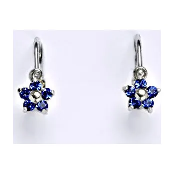 Náušnice Dětské náušničky zlaté se Swarovski krystalem saphire, bílé zlato, NK 1391