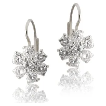 Náušnice Zlaté náušnice kytička , čiré zirkony , bílé i žluté zlato - VE 24