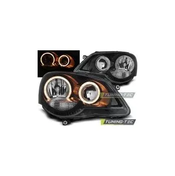 Přední světlomet Přední světla Volkswagen Polo 9N3, 2005-2009, Angel Eyes, černé black