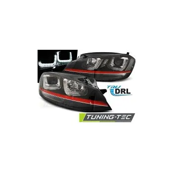 Přední světlomet Přední světla VW Golf 7 VII, 2012-, LED Bar, černé red line (s čočkou a homologovaným denním LED svícením - červený pruh RED Line) SLEVA 16%