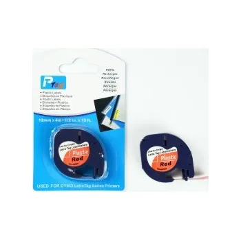 Pásek do tiskárny Kompatibilní páska s Dymo 59424, S0721580, 12mm x 4m, černý tisk / červený podklad