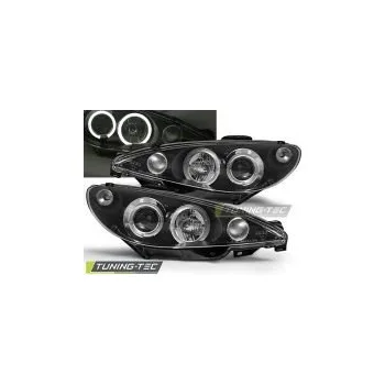 Auto-moto Přední světla Peugeot 206, 2002-, Angel Eyes, černé black SLEVA 15%