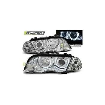 Přední světlomet Přední světla BMW E46 Sedan Touring, 1998-2001, Angel Eyes CCFL, dělené, chrom, s motorky SLEVA 17%