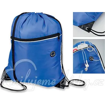 Městský batoh Jednoduchý polyesterový batoh s kapsou na zip a otvorem na sluchátka, modrá
