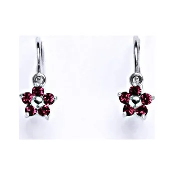 Náušnice Dětské náušnice stříbrné se Swarovski krystalem fuchsia,pomněnka, NK 1391 SW