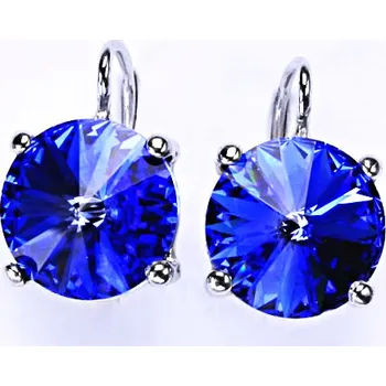 Náušnice Stříbrné náušnice na patent s krystaly Swarovski Rivoli (barva saphir) NK 1188