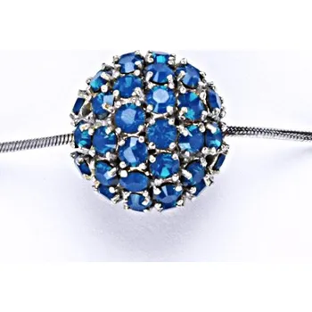 Přívěsek Koule celostříbrná, Swarovski krystal blue opal, 16.5 mm, P 1338