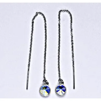 Náušnice Stříbrné řetízkové protahovací náušnice se Swarovski AB krystalem, NŘ 1336