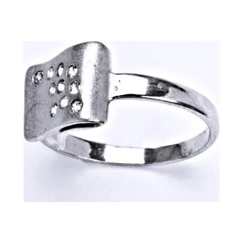 Prsten Prsten stříbrný s bílým zirkonem, prstýnek ze stříbra, T 1138
