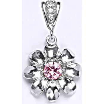 Přívěsek Stříbrný přívěšek s růžovým zirkonem, kytička P 1389/2