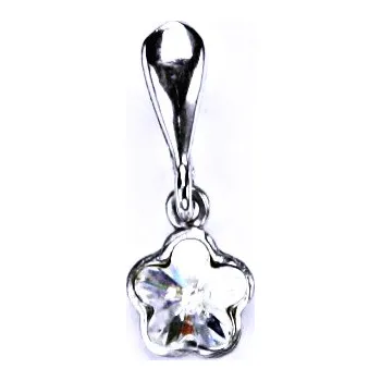 Přívěsek Stříbrný přívěšek kytička , Swarovski krystal čirý- P 1297/22 (Swarovski krystal 6x6 mm)
