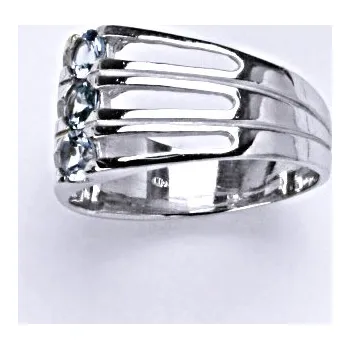 Prsten Stříbrný prsten se zirkony akvamarin T 1365