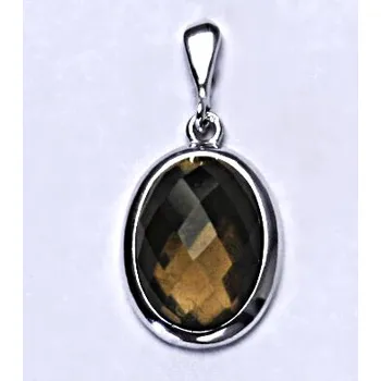 Šperk Stříbrný přívěsek, přírodní kámen záhněda šachovnice - P 1454/22 (záhněda 14x10 mm)