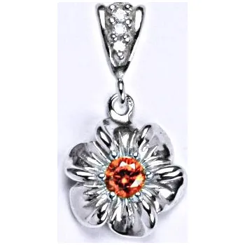 Přívěsek Stříbrný přívěšek s oranžovým zirkonem , kytička, P 1435/2