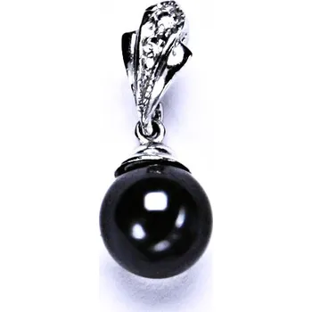 Šperk stříbrný přívěšek s umělou černou perlou , šperky, P 1193/1