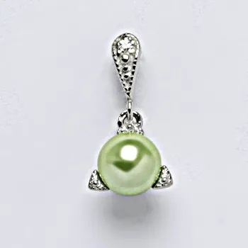 Šperk Stříbrný přívěšek s umělou zelenou perlou, šperk P 1220/14